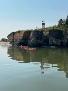 The rugged beauty and compelling history of the Lake Winnipeg Narrows will be on full display during the Matheson Island Kayak Tour, located 2.5 hours north of Winnipeg. The incredibly scenic area is full of historical and geological significance which we will explore first hand. Depending on weather conditions, the exact tour details will vary, including a day paddle from Matheson Island to Black Bear Island, exploration of the fine sand beaches of the west side of Matheson Island, and/or a paddle into Jackpine Bay to the Pine Dock caves to explore on foot…and a chance to board one of the few operating cable ferries in Manitoba. Allow for 6 hours.
Given that we will be paddling on the open lake, previous paddling experience is required.